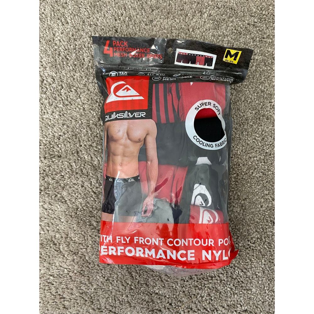 New Quiksilver Men’s Performance Boxer Briefs 4 Pack Size Medium